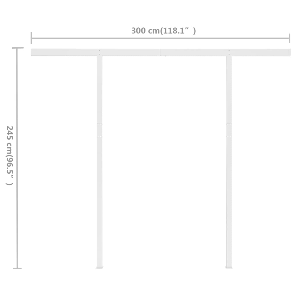 vidaXL Toldo manual retráctil con postes color crema 3x2,5 m