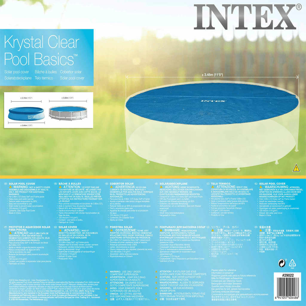 Intex Cubierta solar de piscina redonda 366 cm