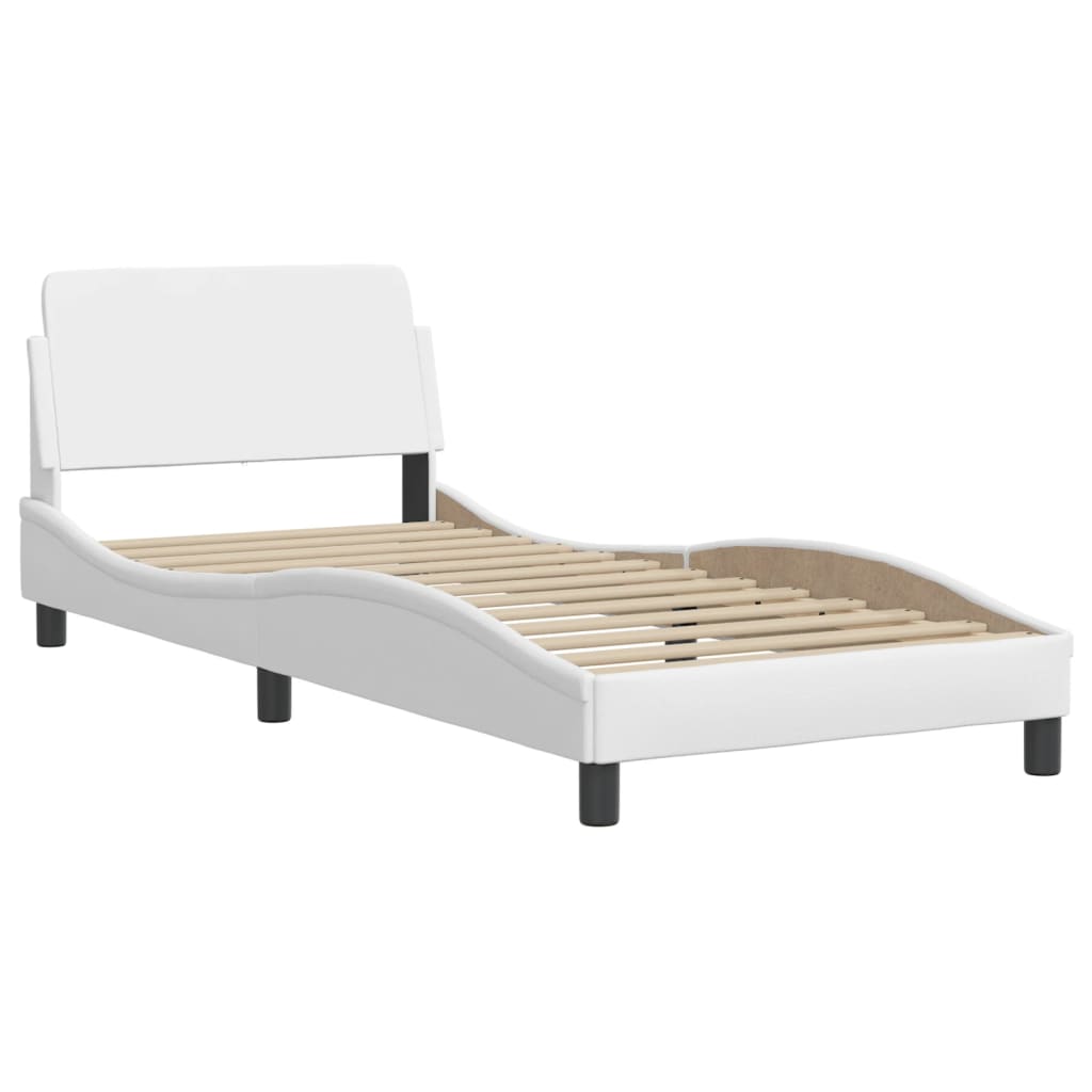 vidaXL Cama con colchón cuero sintético blanco 80x200 cm