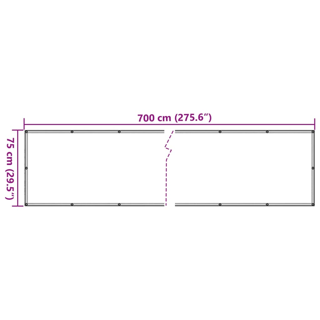 vidaXL Pantalla de privacidad de balcón PVC gris 700x75 cm