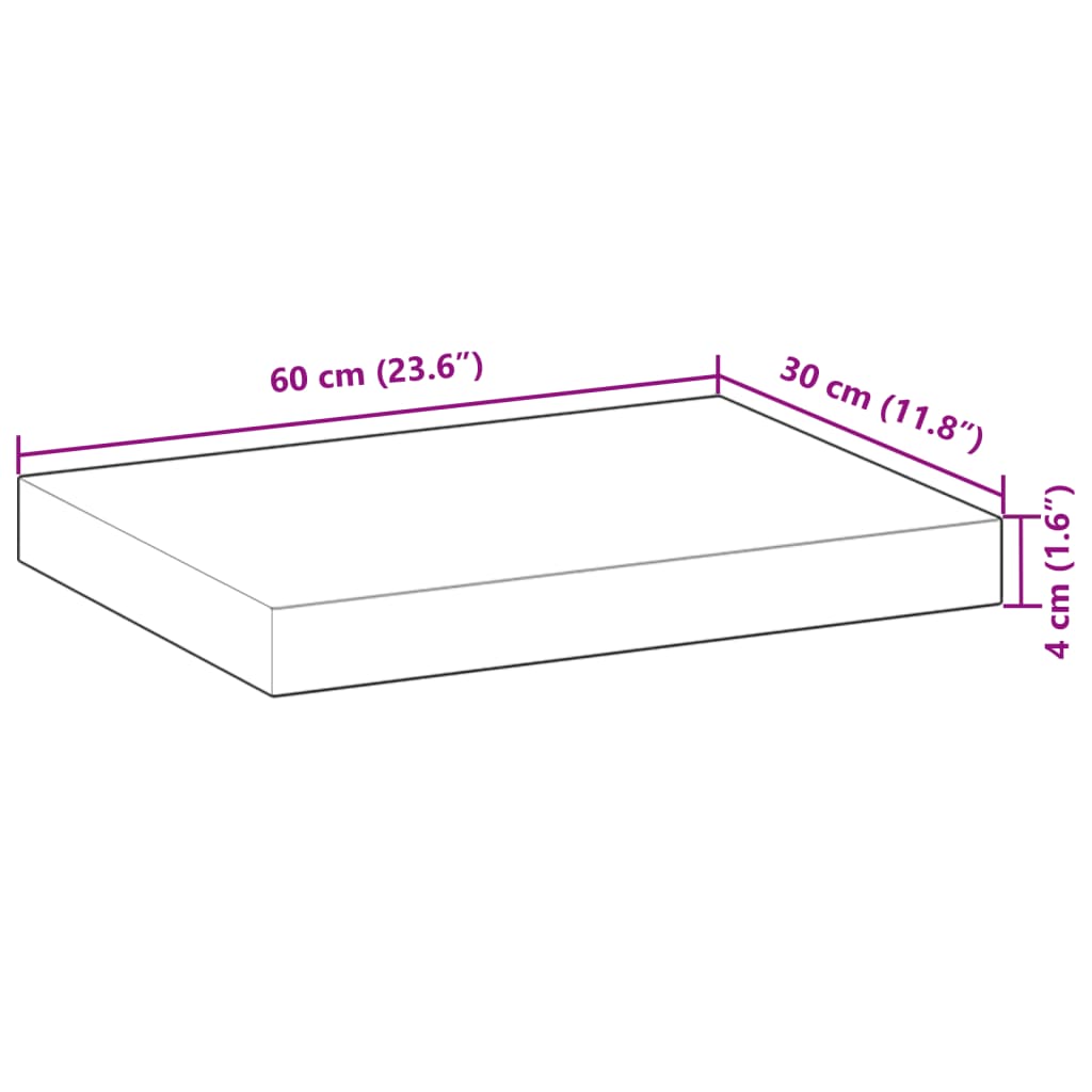 vidaXL Estantes flotantes 2 uds madera acacia sin tratar 60x30x4 cm