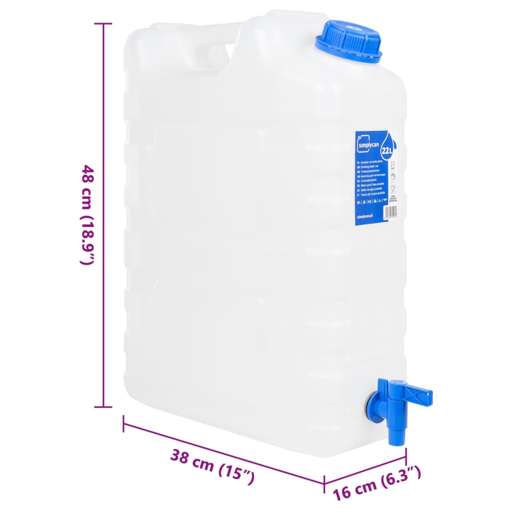 vidaXL Garrafa de agua con grifo plástico transparente 20 litros