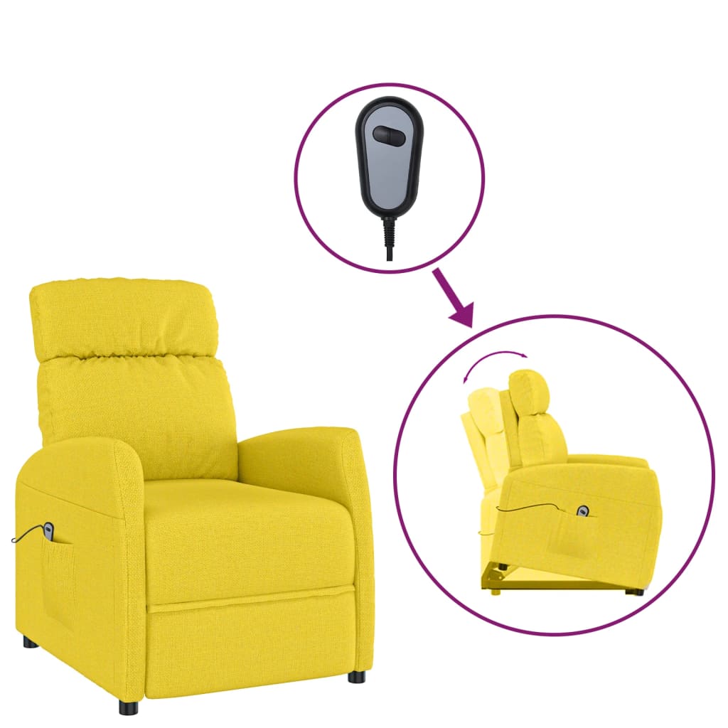 vidaXL Sillón elevable tela amarillo claro