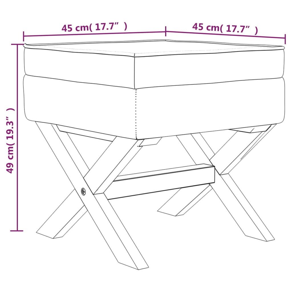 vidaXL Taburete con almacenaje terciopelo azul 45x45x49 cm