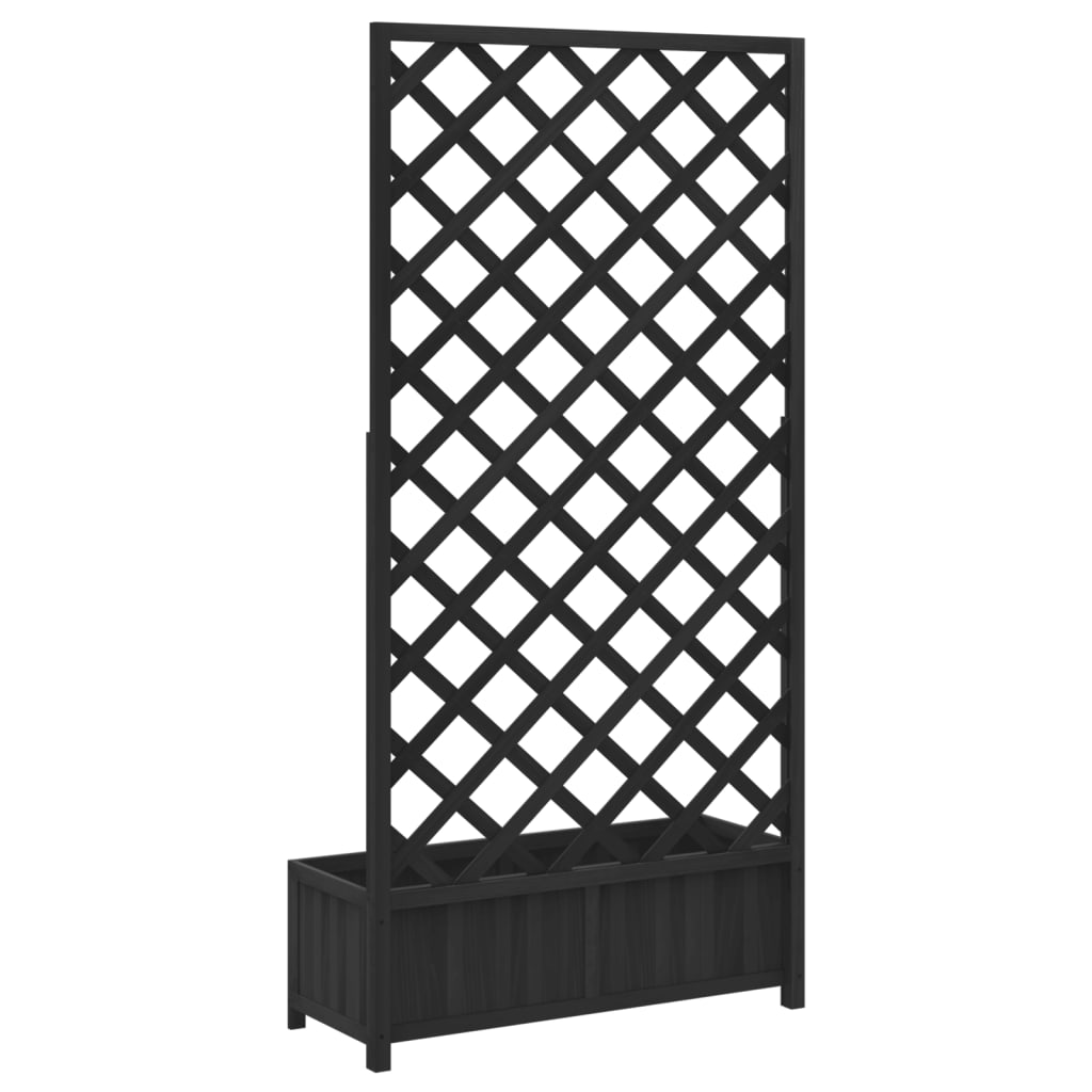 vidaXL Jardinera con enrejado madera maciza de abeto negro