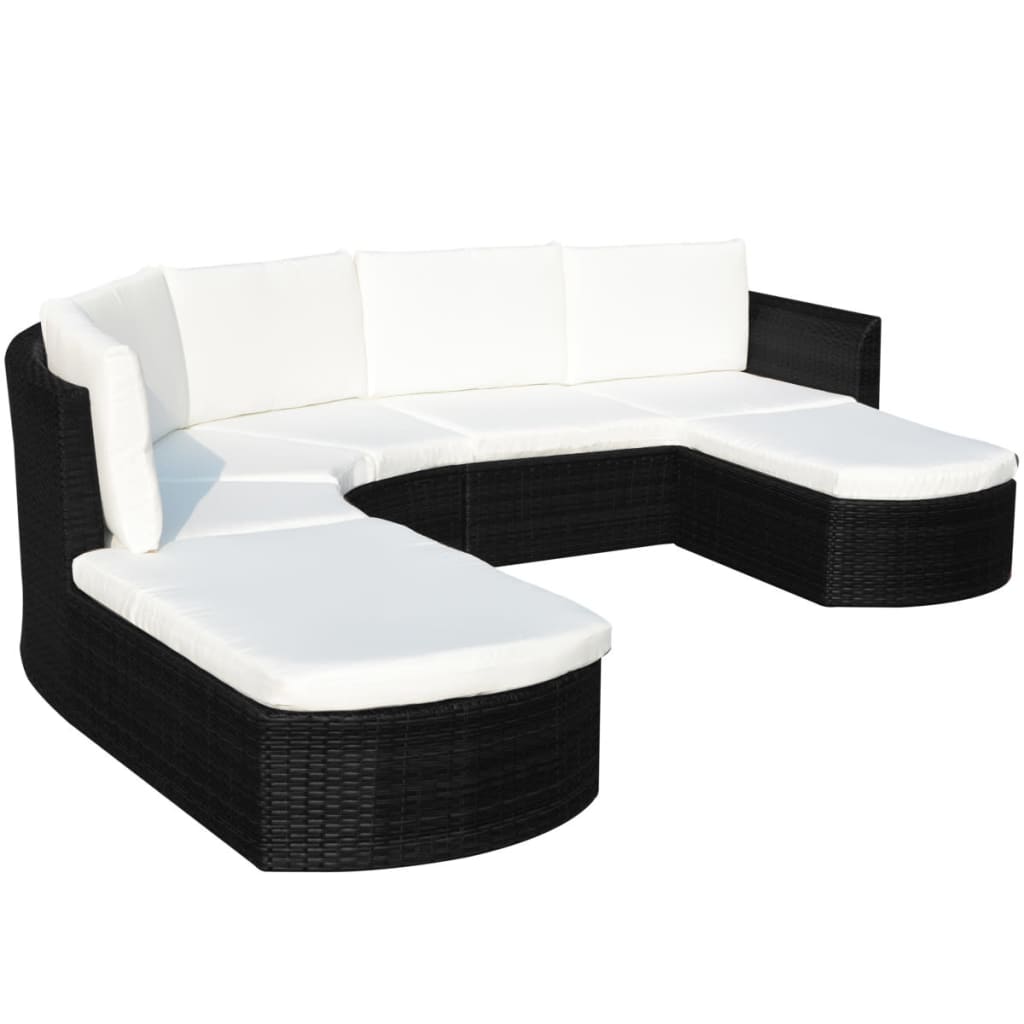 vidaXL Set de muebles de jardín 4 pzas y cojines ratán sintético negro