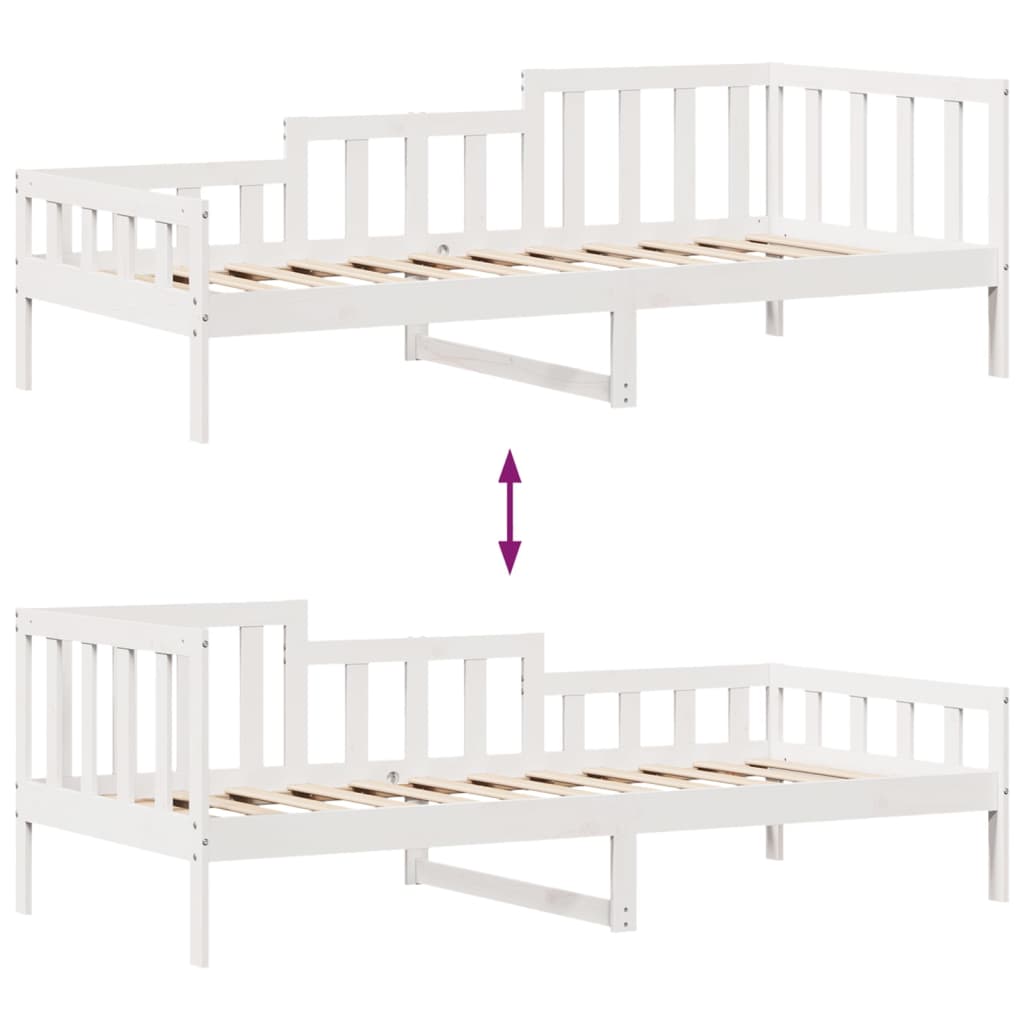 vidaXL Sofá cama con cajones madera maciza de pino blanco 90x200 cm