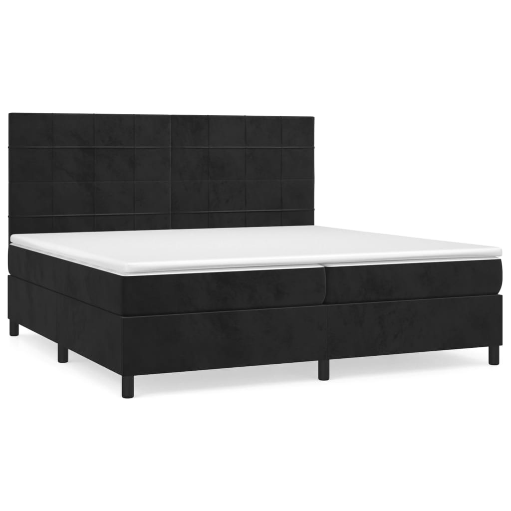 vidaXL Cama box spring con colchón terciopelo negro 200x200 cm