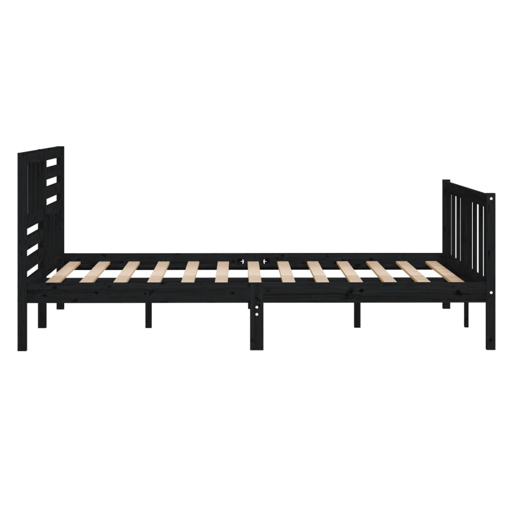 vidaXL Estructura de cama de madera maciza negra 120x200 cm