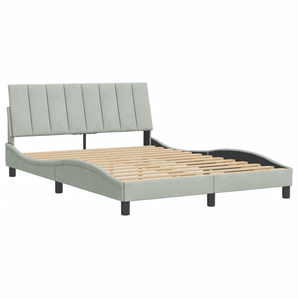 vidaXL Estructura de cama con cabecero terciopelo gris claro 140x190cm