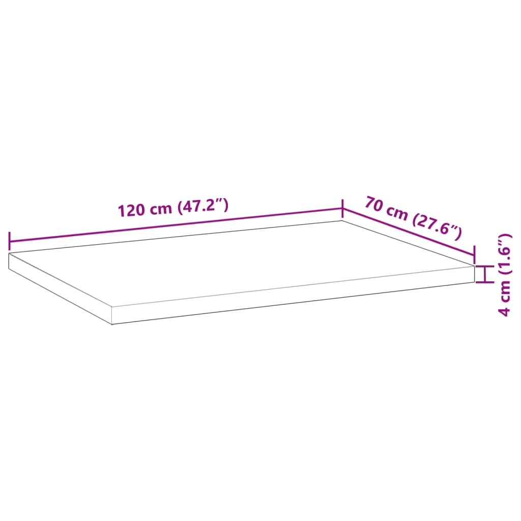 vidaXL Tablero escritorio madera maciza acacia sin tratar 120x70x4 cm