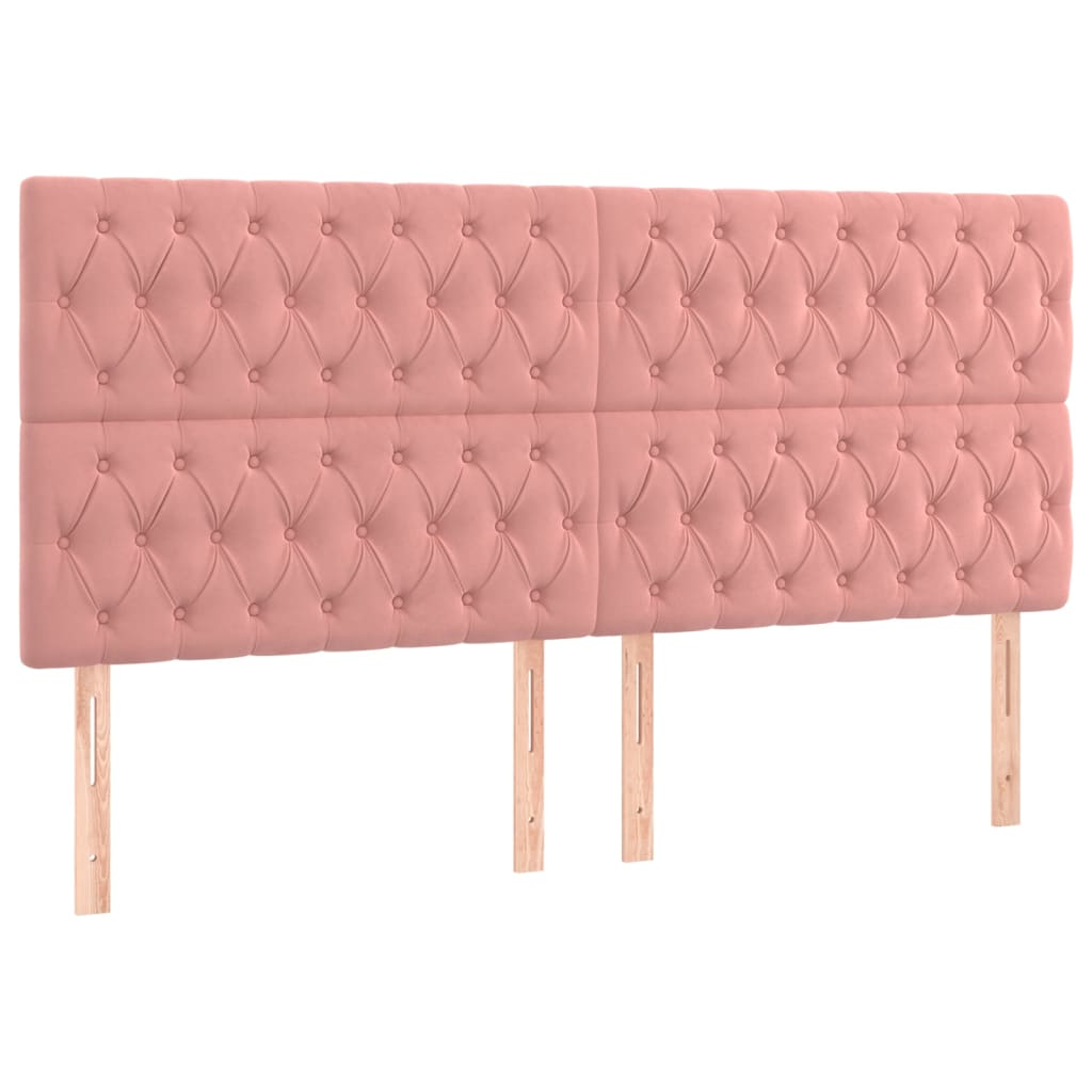 vidaXL Cabeceros 4 unidades de terciopelo rosa 90x7x78/88 cm