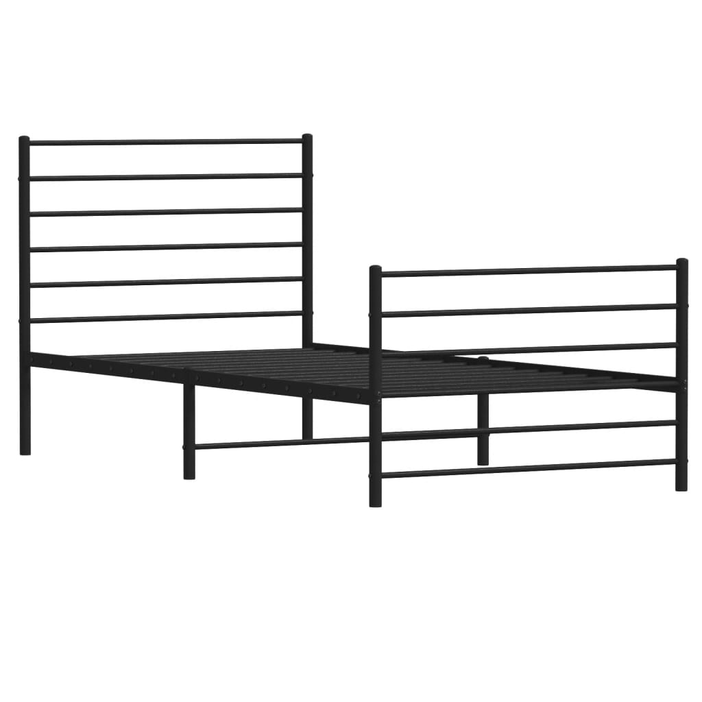 vidaXL Estructura cama sin colchón con estribo metal negro 90x190 cm