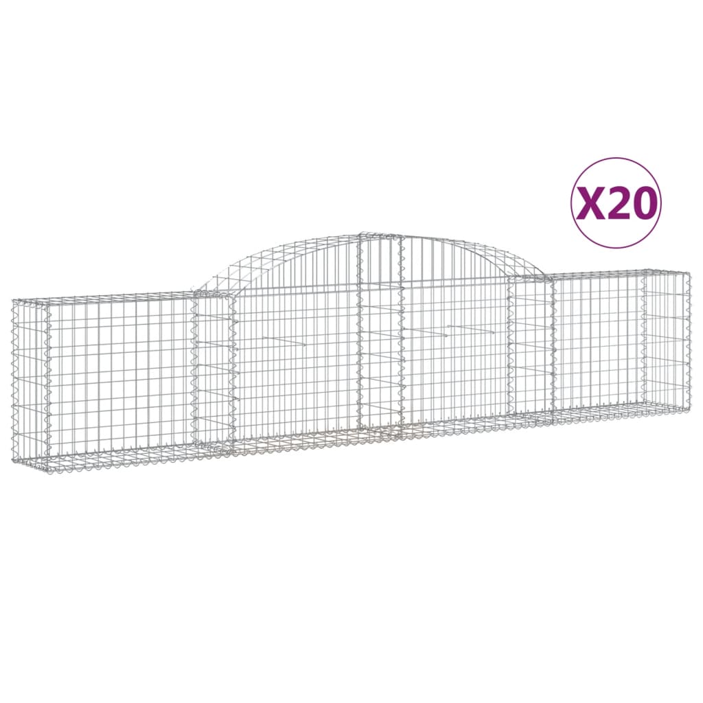 vidaXL Cestas de gaviones 20 uds forma de arco hierro 300x30x60/80 cm