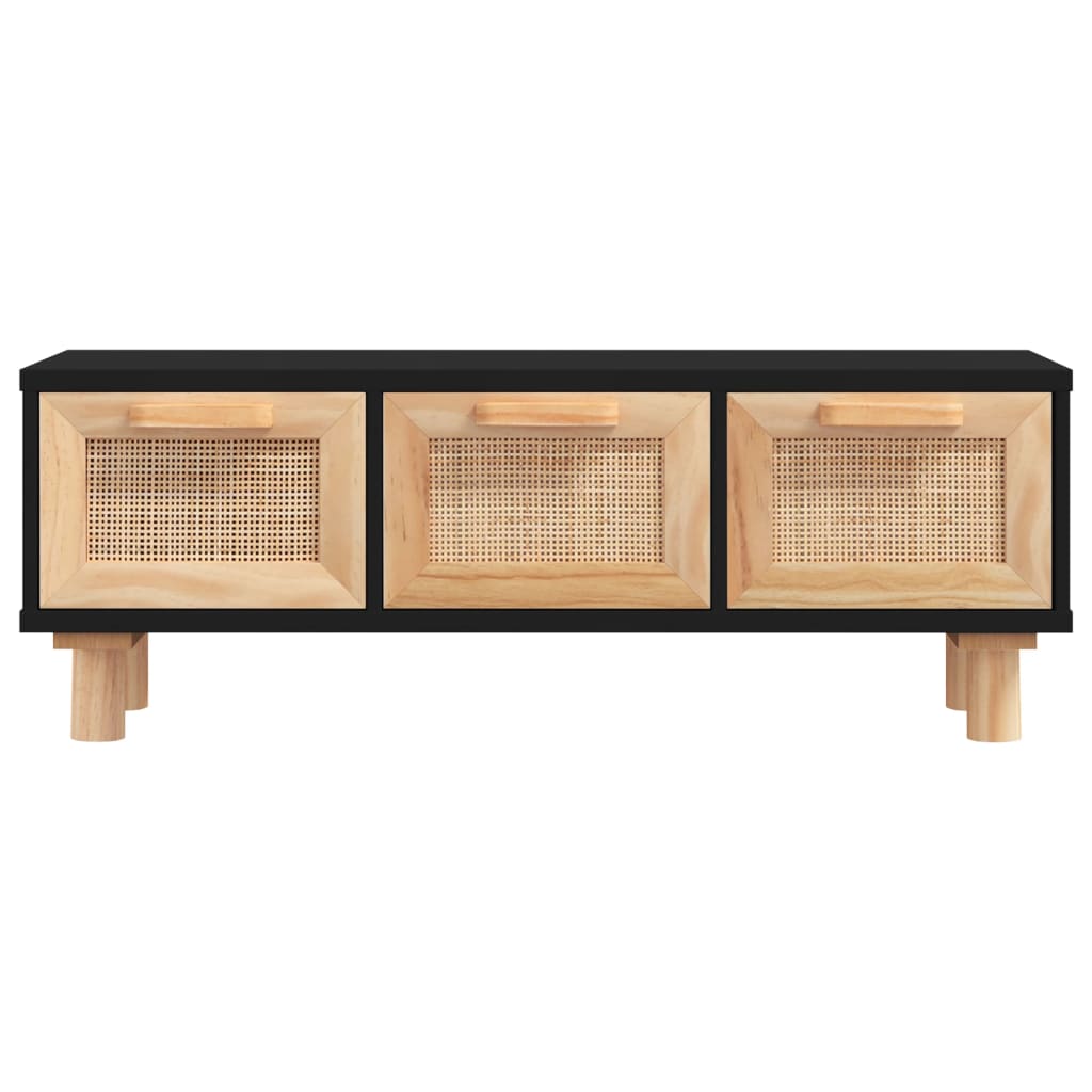 vidaXL Mesa de centro madera contrachapada y de pino negro 80x40x30 cm