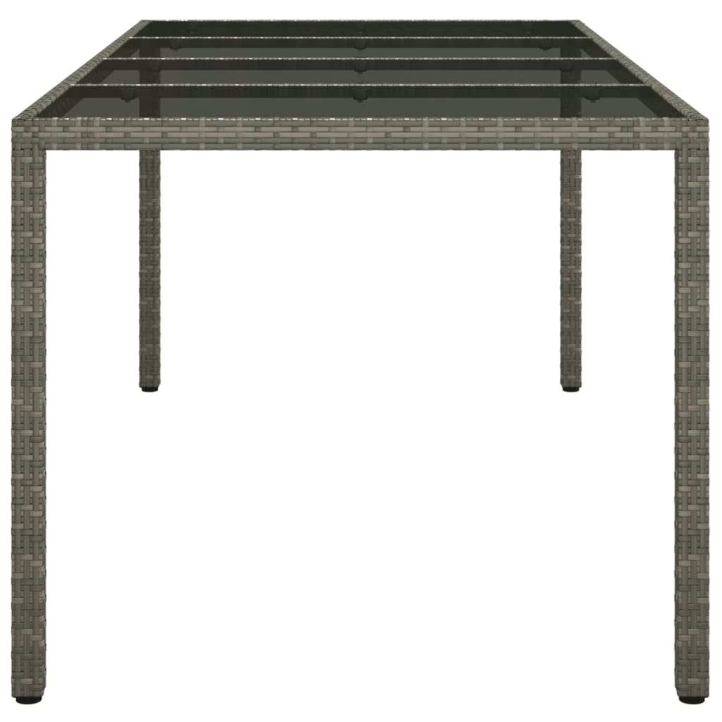 vidaXL Mesa jardín vidrio templado ratán sintético gris 190x90x75 cm