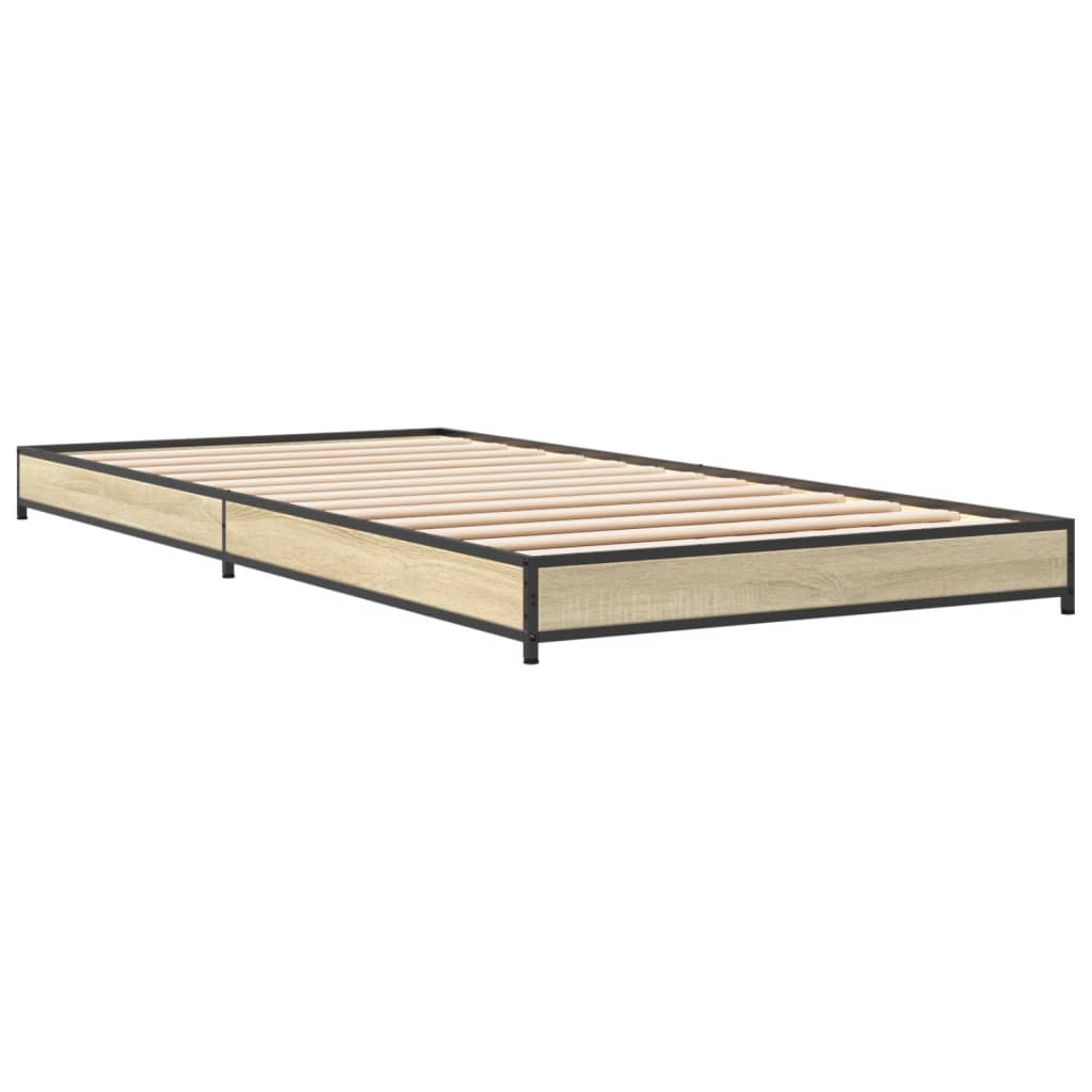 vidaXL Estructura cama madera ingeniería metal roble Sonoma 90x200 cm