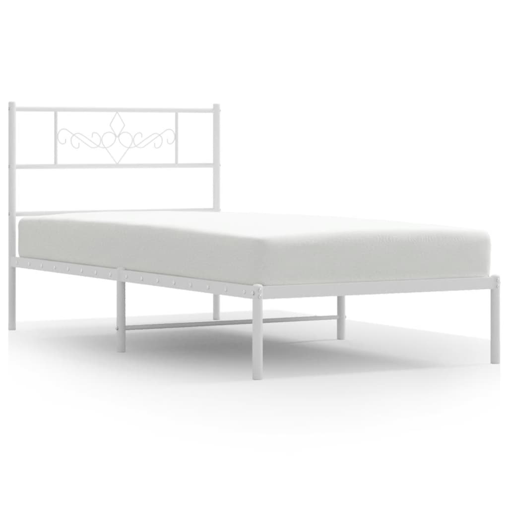 vidaXL Estructura cama sin colchón con cabecero metal blanco 100x200cm