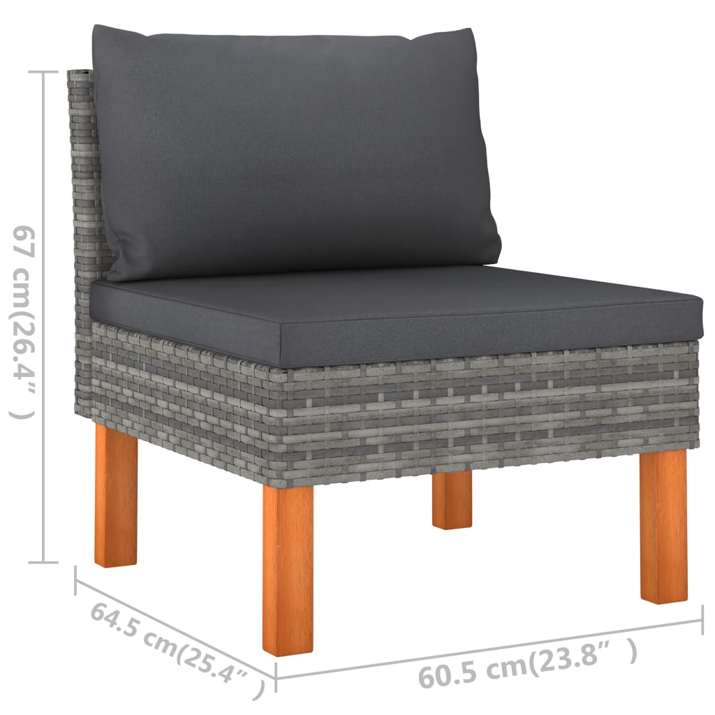 vidaXL Set de muebles de jardín 6 pzas y cojines ratán sintético gris