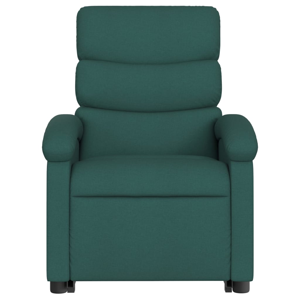 vidaXL Sillón masaje eléctrico reclinable elevable tela verde oscuro