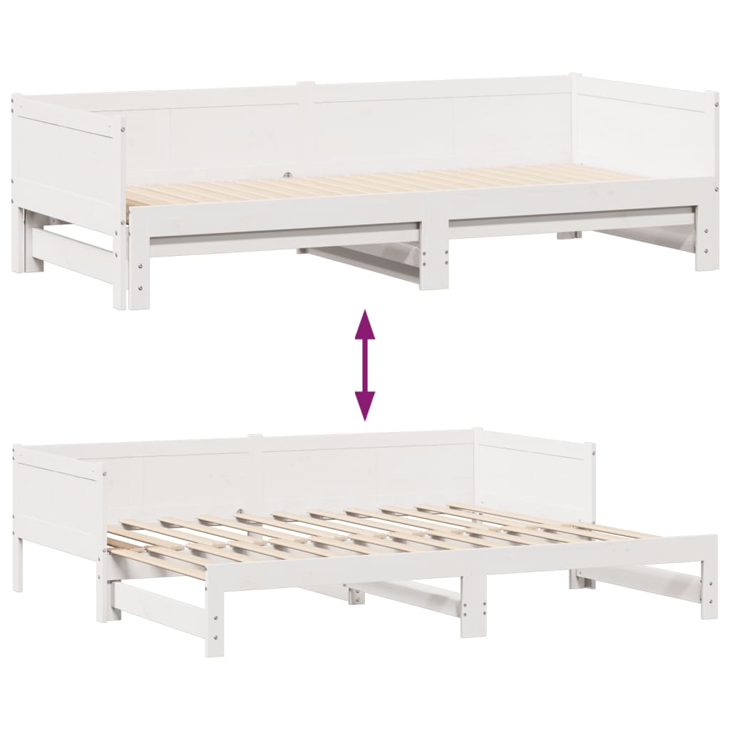 vidaXL Sofá cama nido con cajones madera maciza pino blanca 80x200 cm