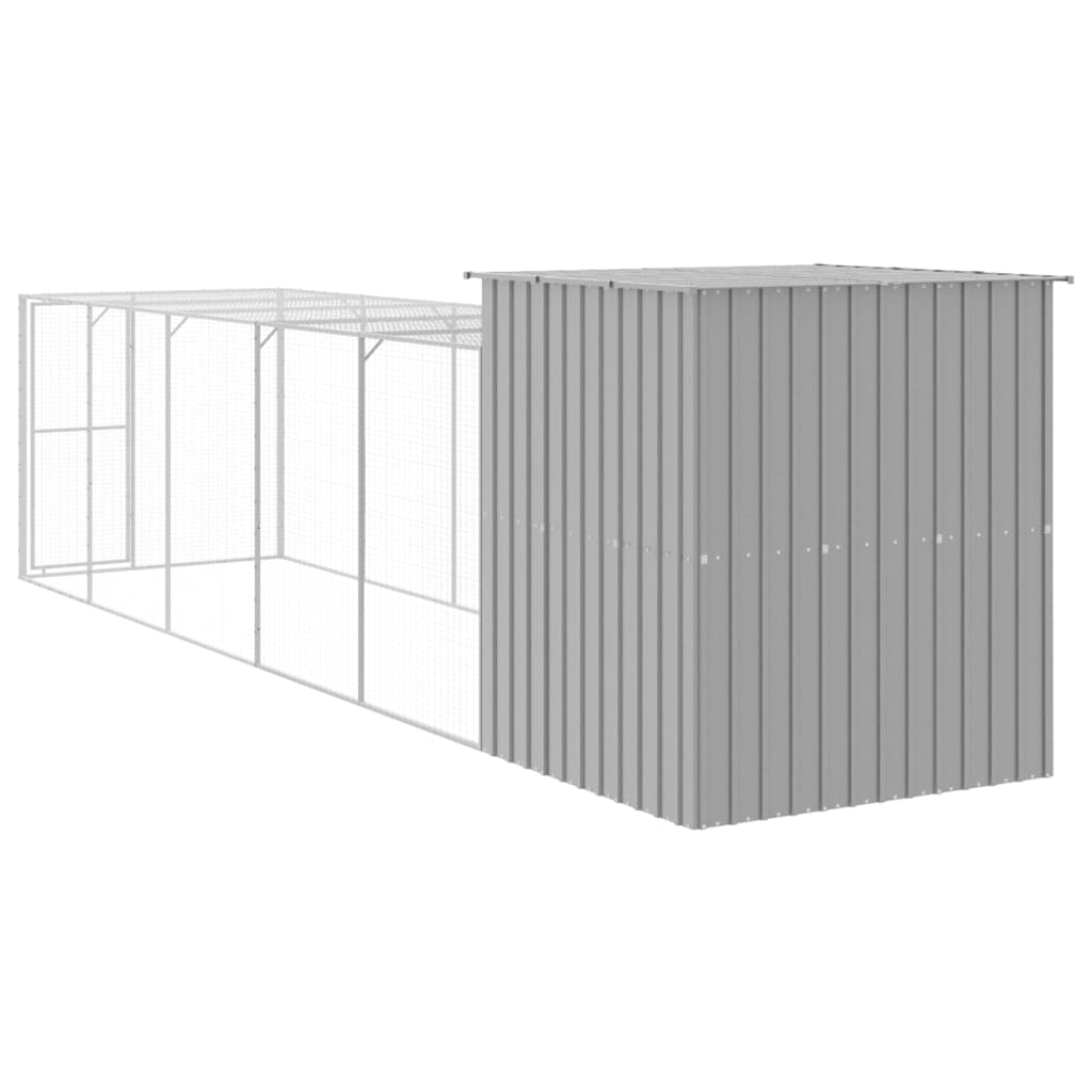 vidaXL Gallinero con corral acero galvanizado gris claro 165x659x181cm