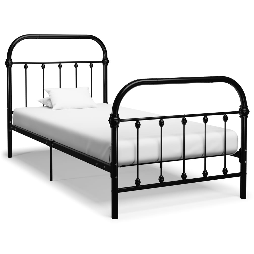 vidaXL Estructura de cama sin colchón metal negro 90x200 cm