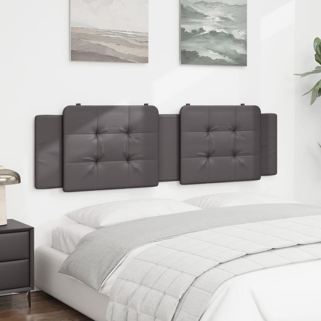vidaXL Cabecero de cama acolchado cuero sintético gris 180 cm