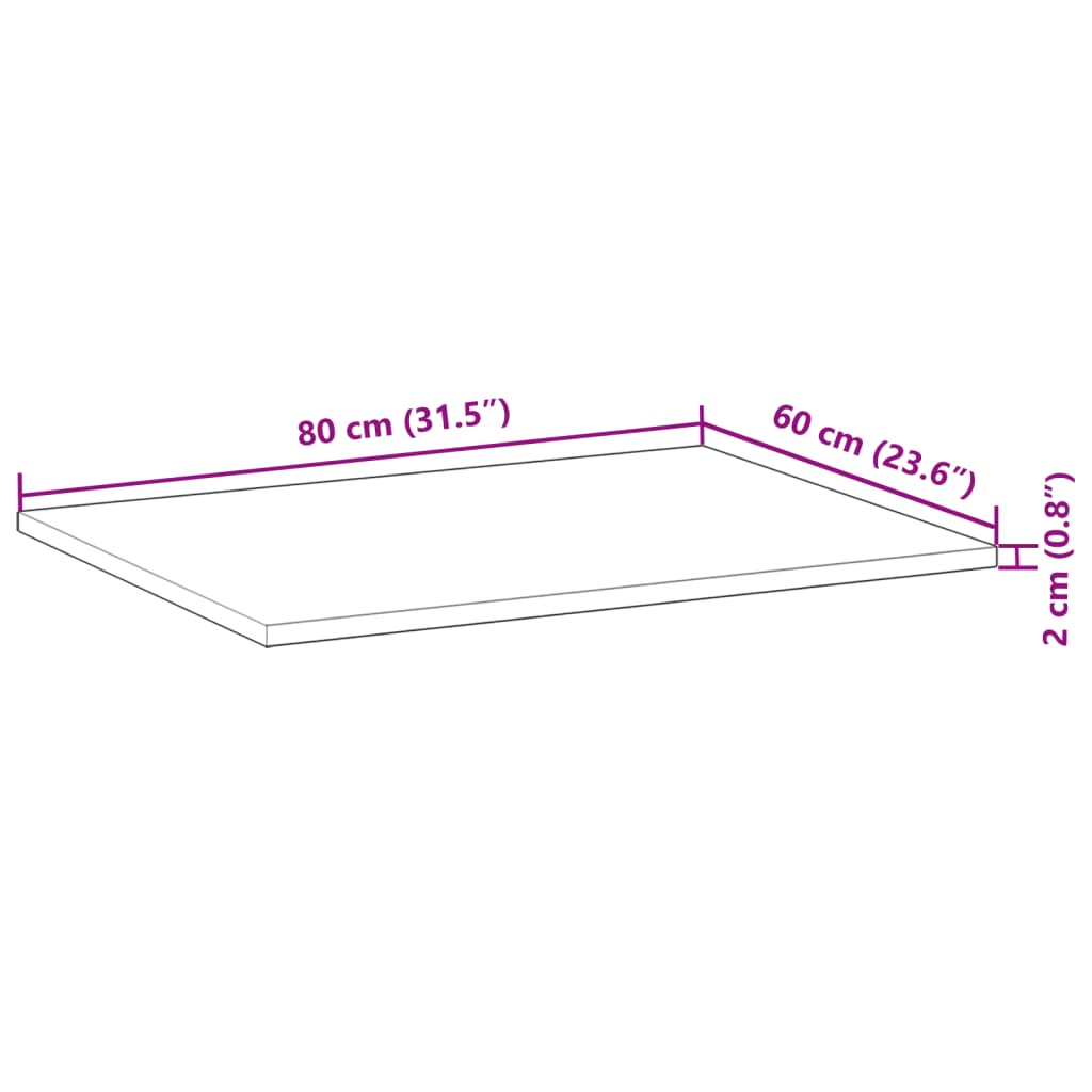 vidaXL Encimera tocador baño madera maciza acacia sin tratar 80x60x2cm