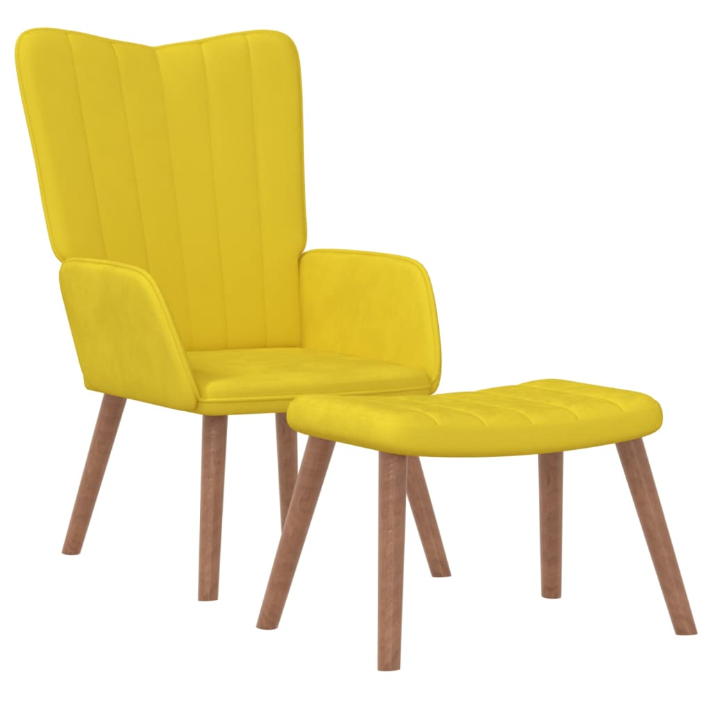 vidaXL Sillón de relax con taburete terciopelo amarillo mostaza