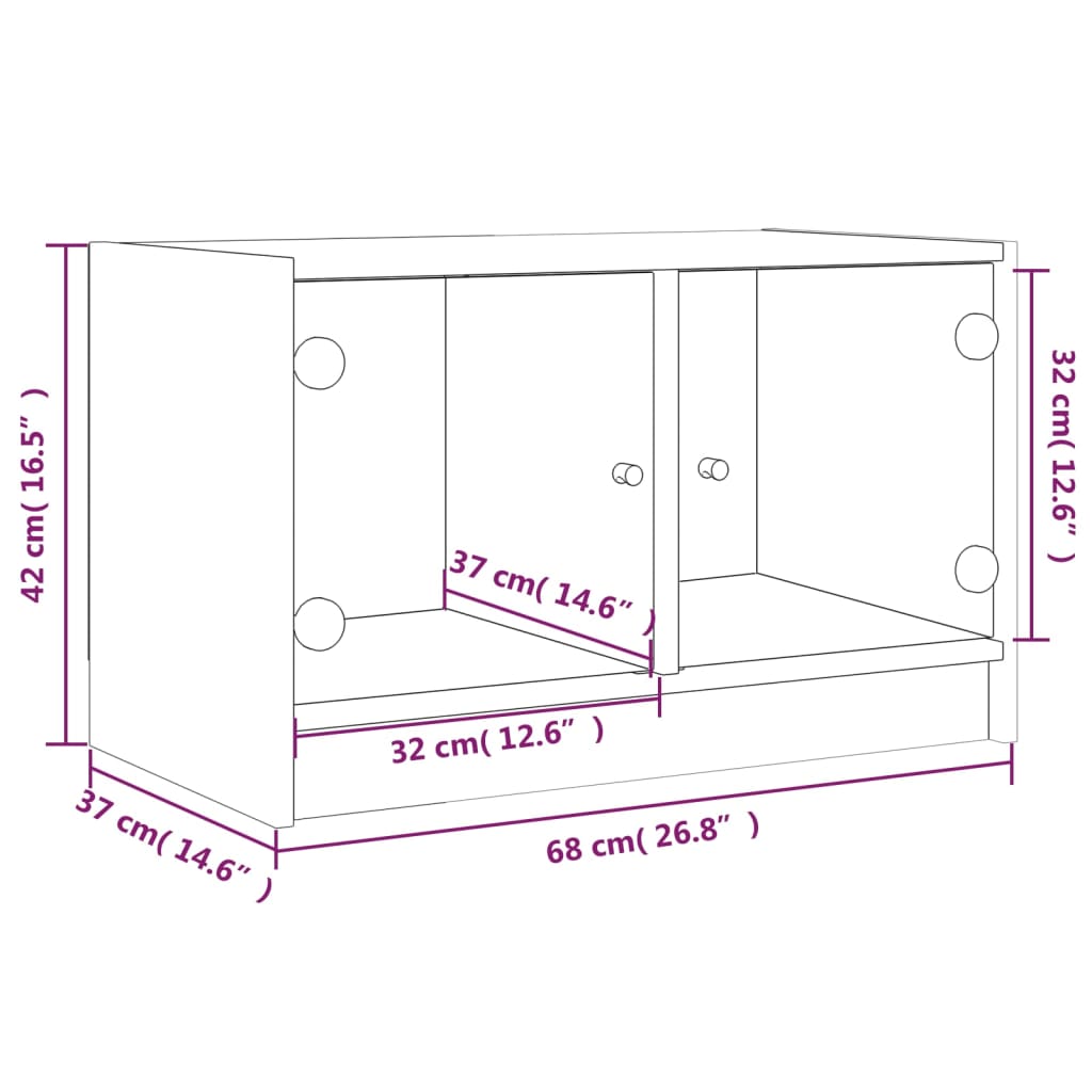 vidaXL Mueble de TV con puertas de vidrio marrón roble 68x37x42 cm