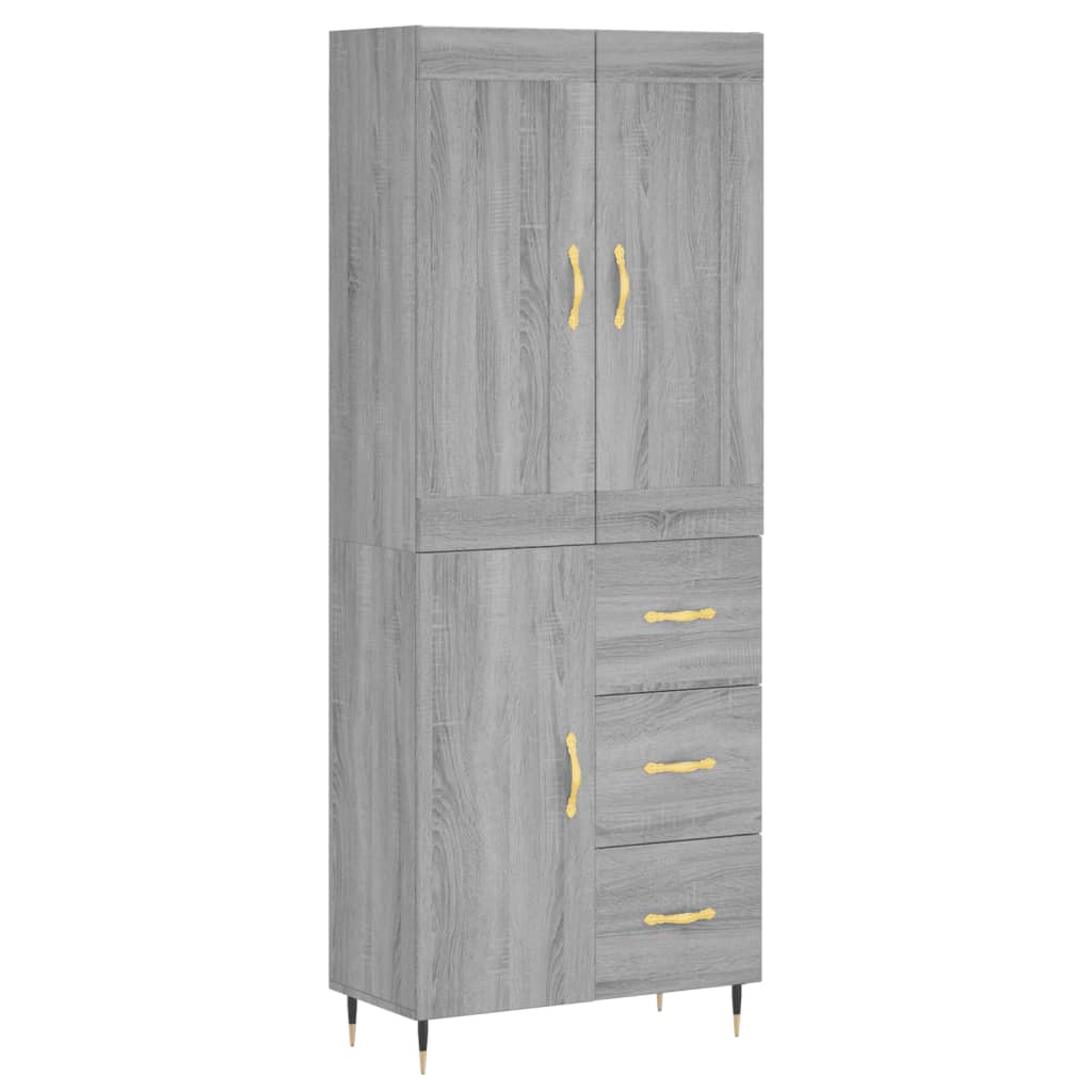 vidaXL Aparador alto madera contrachapada gris sonoma 69,5x34x180 cm