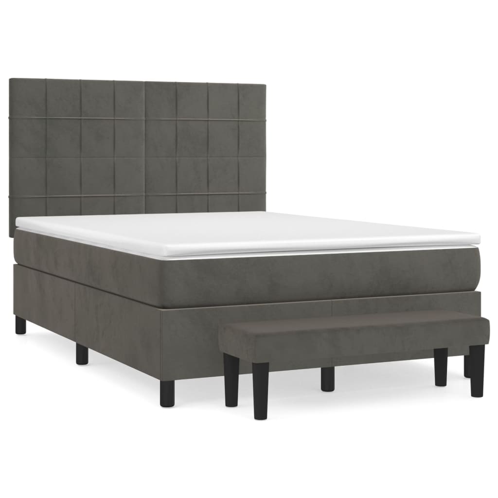 vidaXL Cama box spring con colchón terciopelo gris oscuro 140x200 cm