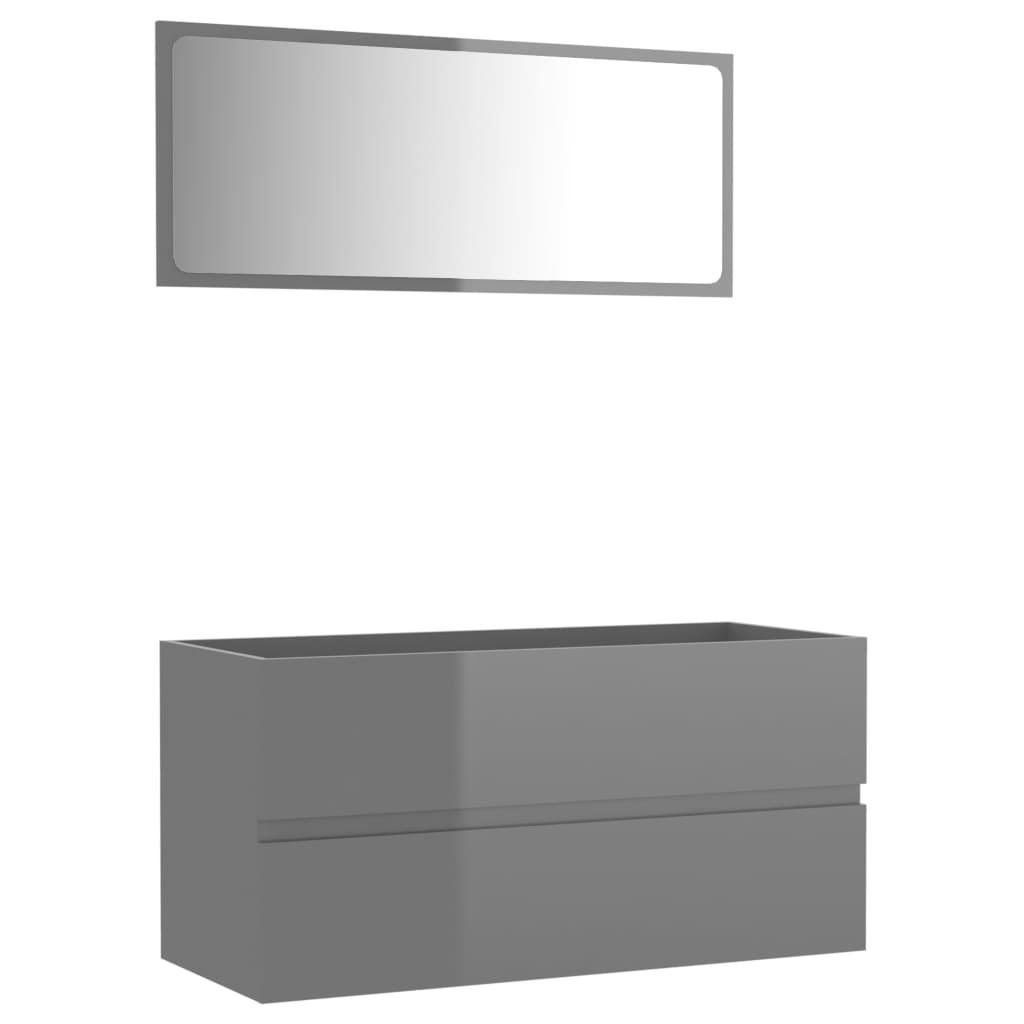 vidaXL Set muebles de baño 2 piezas madera contrachapada gris brillo