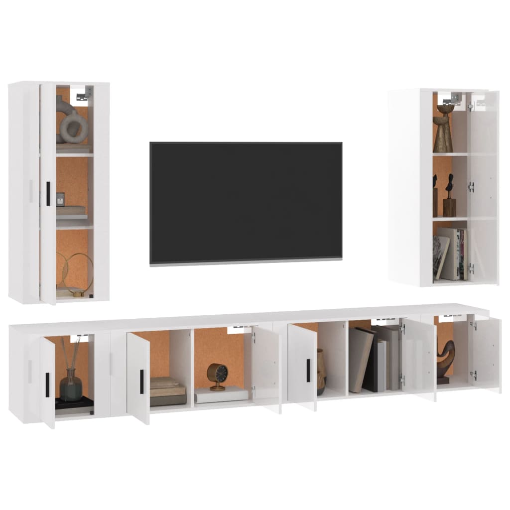 vidaXL Set de muebles de TV 6 pzas madera contrachapada blanco brillo