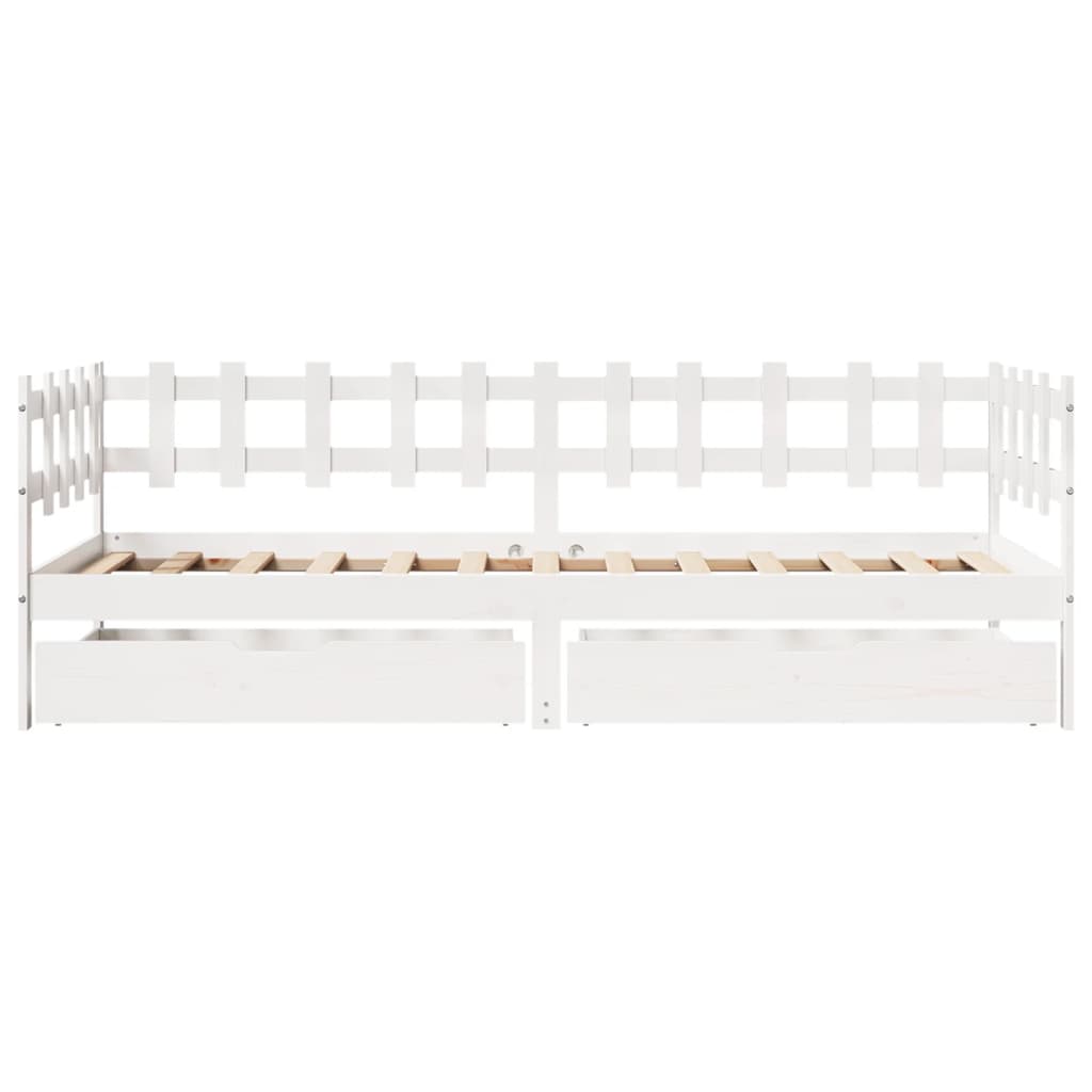 vidaXL Sofá cama con cajones madera maciza de pino blanca 80x200 cm