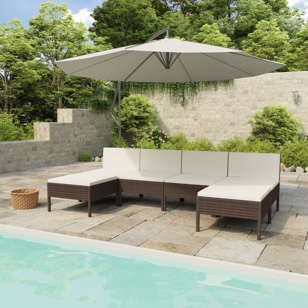 vidaXL Set muebles de jardín 6 piezas y cojines ratán sintético marrón