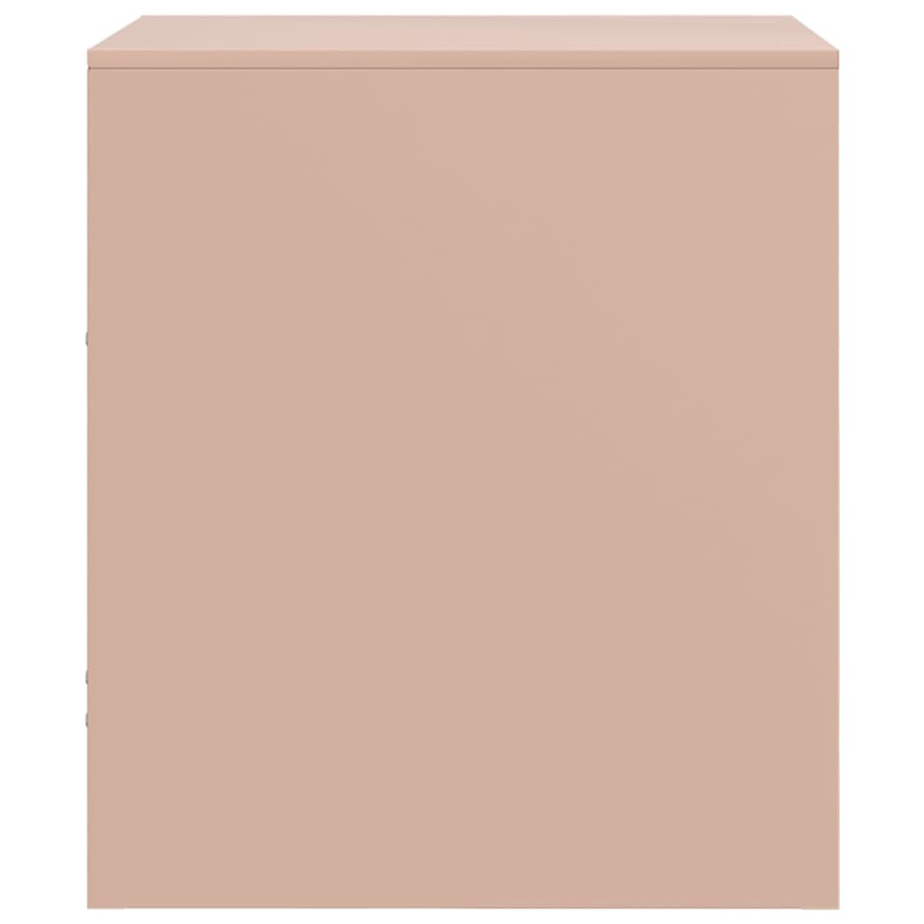 vidaXL Mesita de noche acero rosa 34,5x39x44 cm