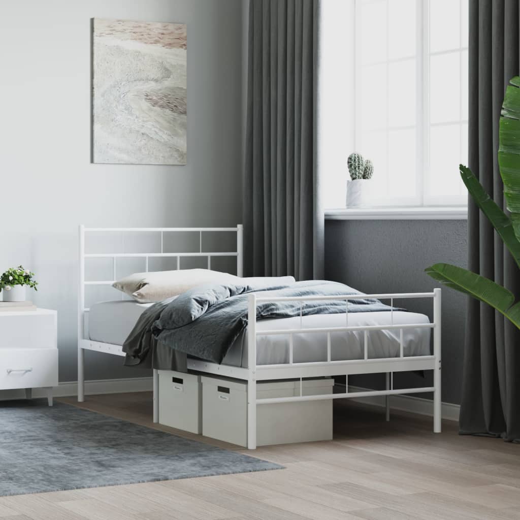 vidaXL Estructura cama sin colchón con estribo metal blanco 100x190 cm