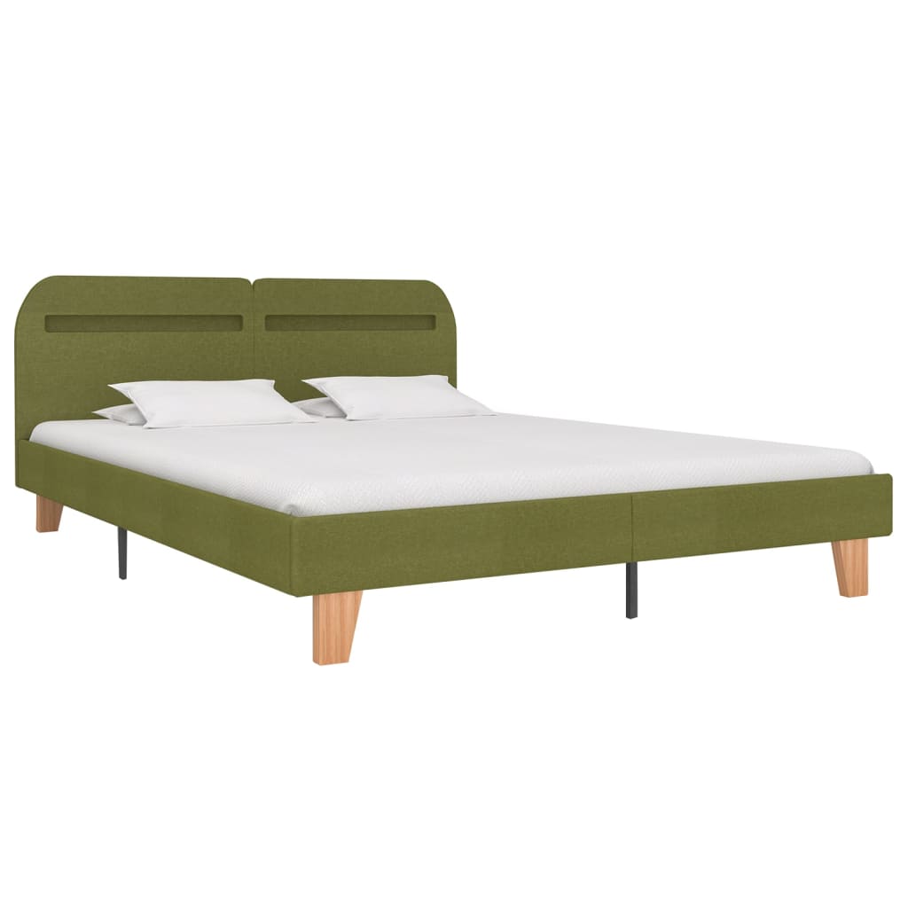 vidaXL Estructura de cama con LED sin colchón tela verde 180x200 cm