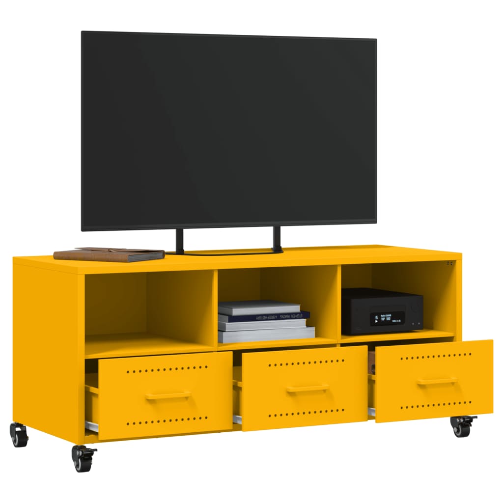 vidaXL Mueble de TV de acero amarillo mostaza 100,5x39x43,5 cm