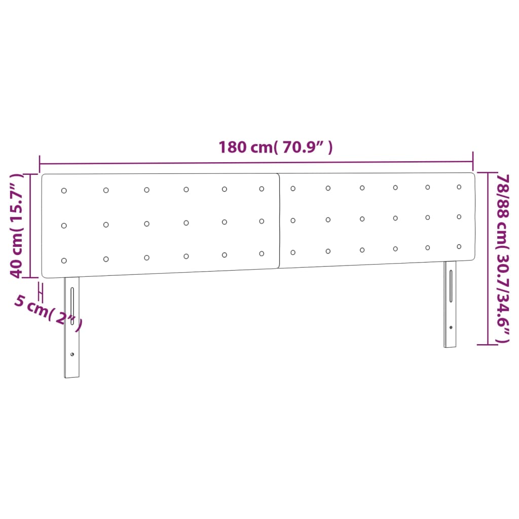 vidaXL Cabecero con LED de terciopelo gris claro 180x5x78/88 cm