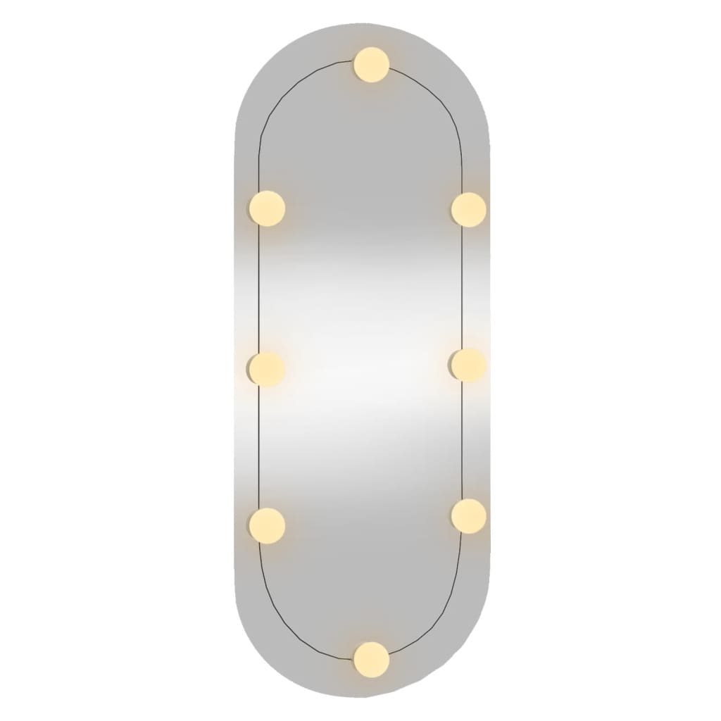 vidaXL Espejo de pared ovalado con luces LED vidrio 30x70 cm