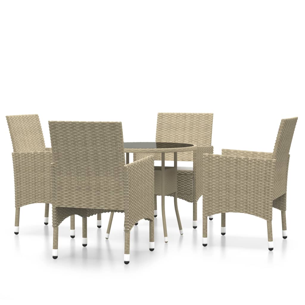 vidaXL Juego de comedor para jardín de 5 piezas ratán sintético beige