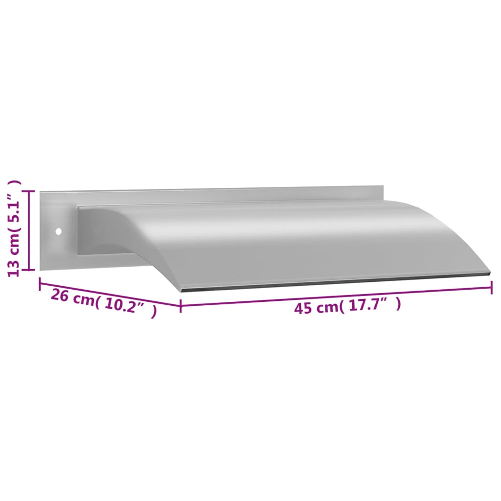 vidaXL Fuente de piscina acero inoxidable plateada 45x26x13 cm