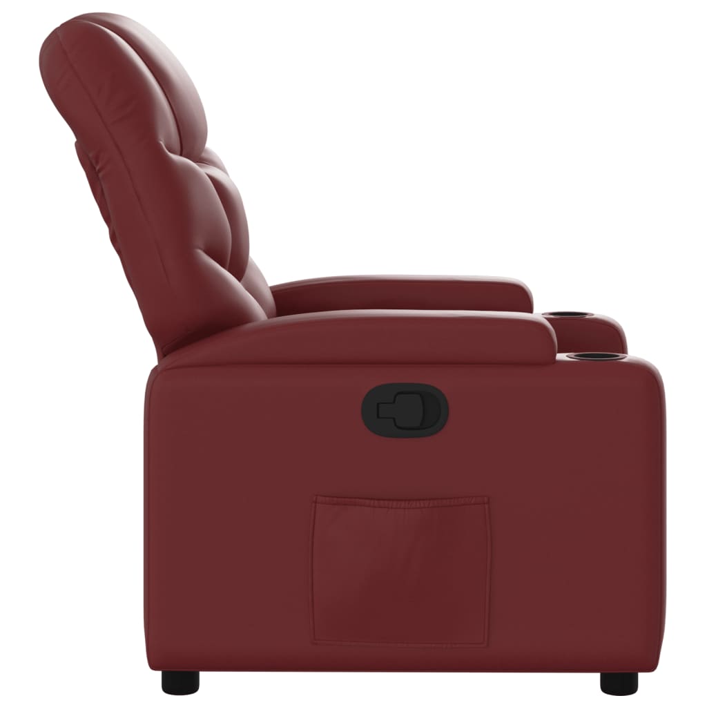 vidaXL Sillón reclinable de cuero sintético rojo tinto