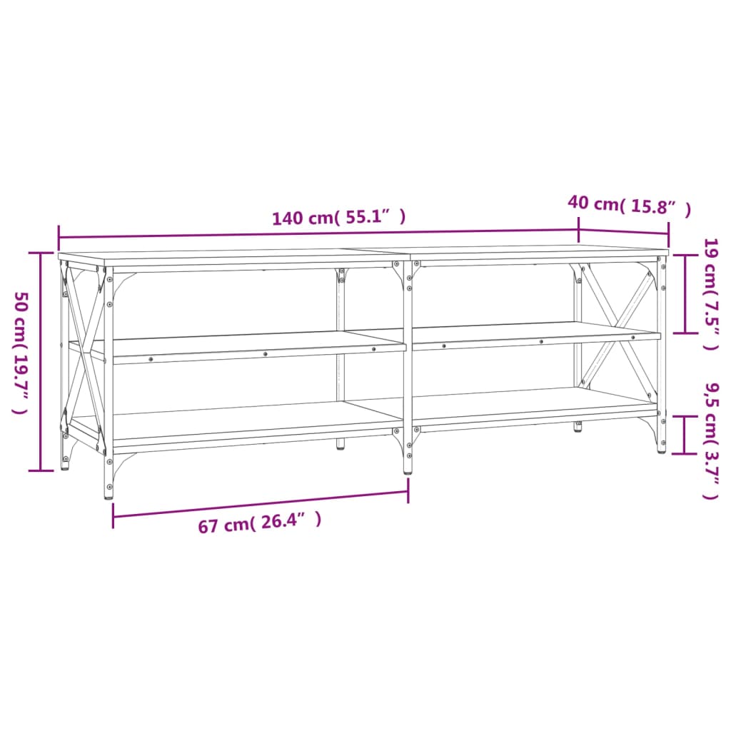 vidaXL Mueble para TV madera contrachapada marrón roble 140x40x50 cm