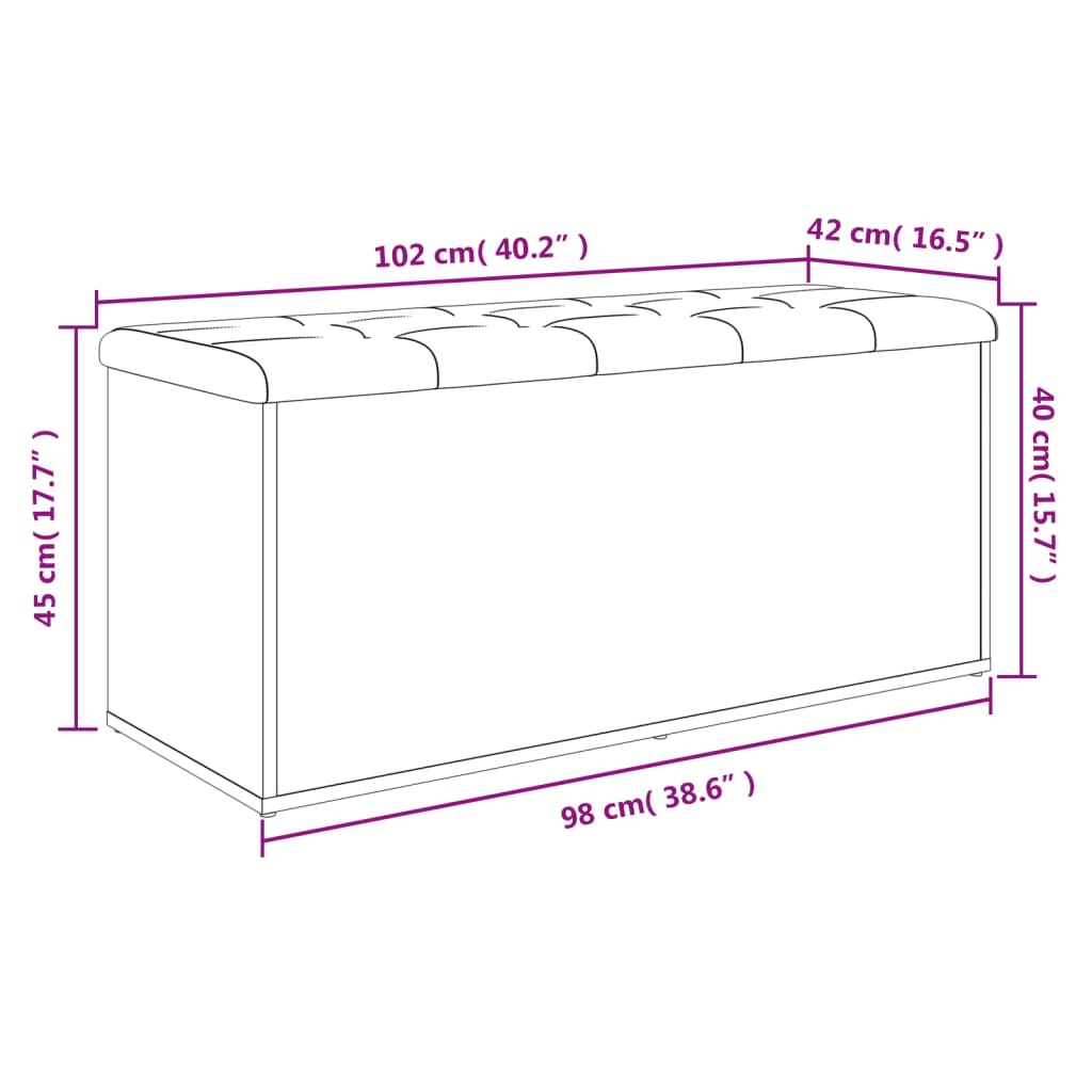 vidaXL Banco con almacenaje madera ingeniería roble marrón 102x42x45cm