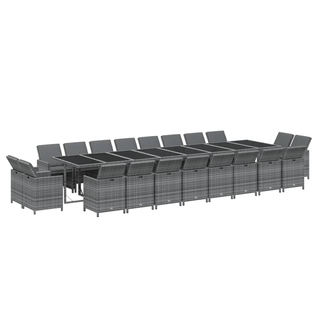 vidaXL Set de comedor jardín 21 pzas con cojines ratán sintético gris