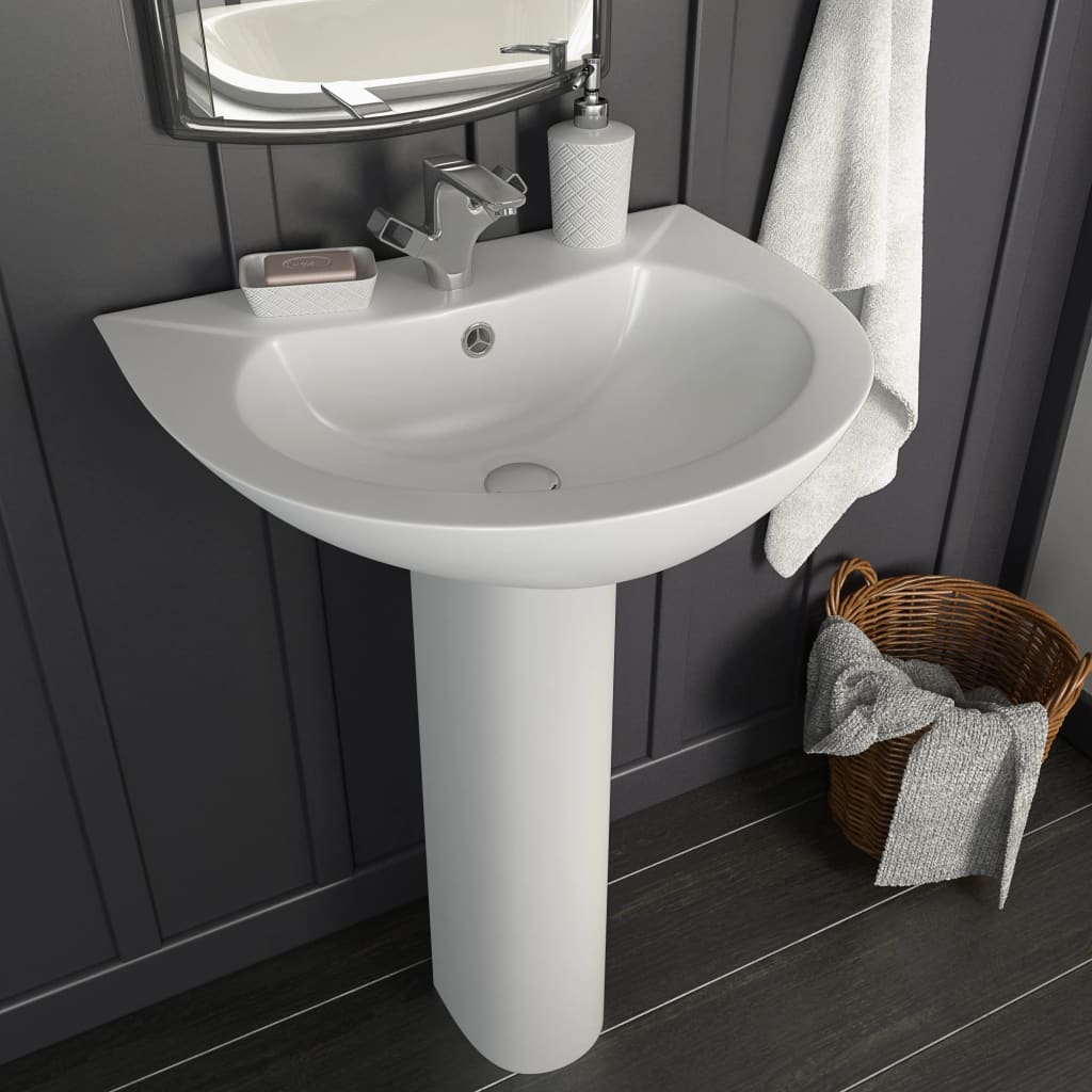 vidaXL Lavabo de pie de cerámica blanco 520x440x190 mm